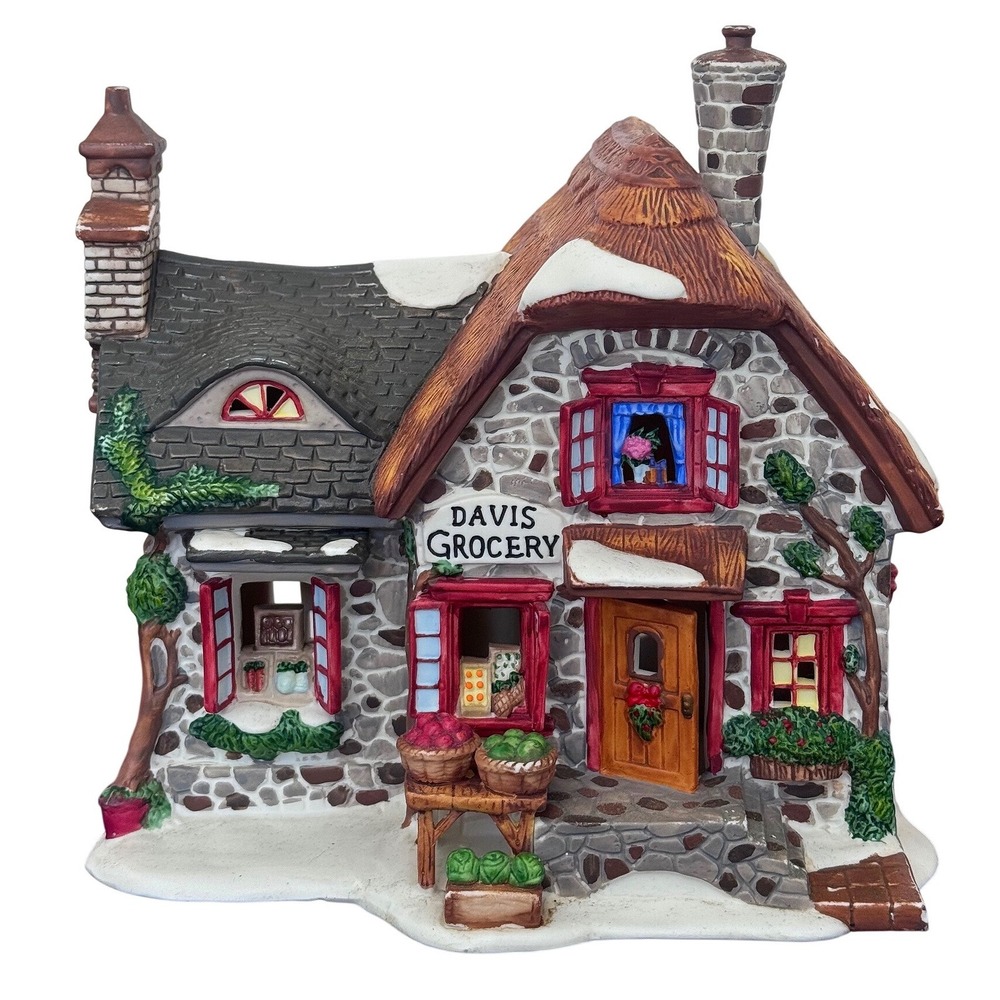 Wal-Mart Davis Grocery Christmas Village House P7150 Stone Cottage
